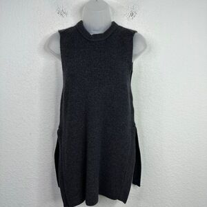 Wilfred Sweater Womens M Gray Wool Italian Yarn Ribbed Neutral Capsule Boho Vest